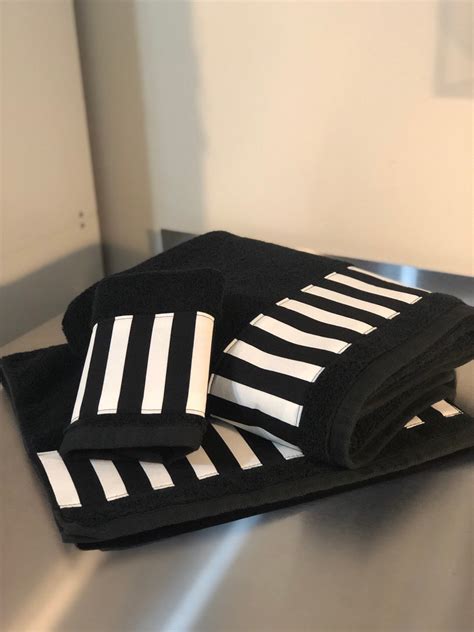 black white striped bath towels